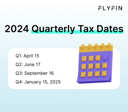 Infographic entitled 2024 Quarterly Tax Dates showing the dates to pay 1099 taxes for the 2024 tax year.