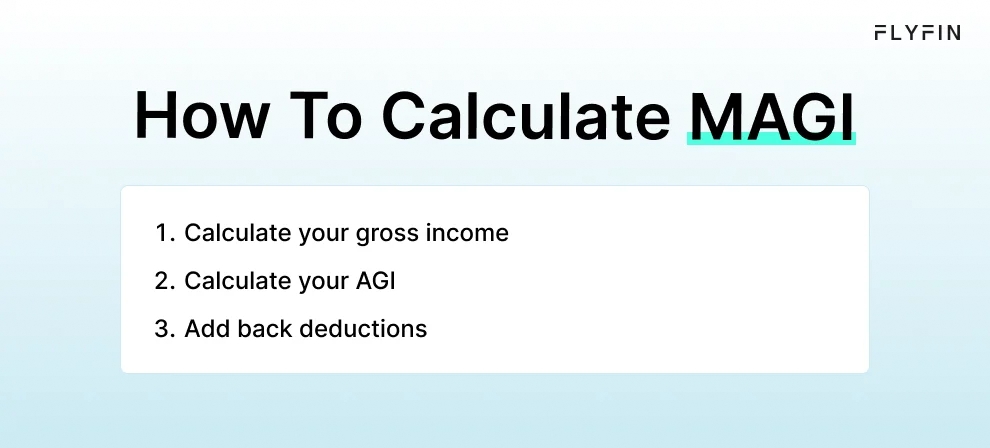 Infographic entitled How To Calculate MAGI showing the steps to find MAGI.