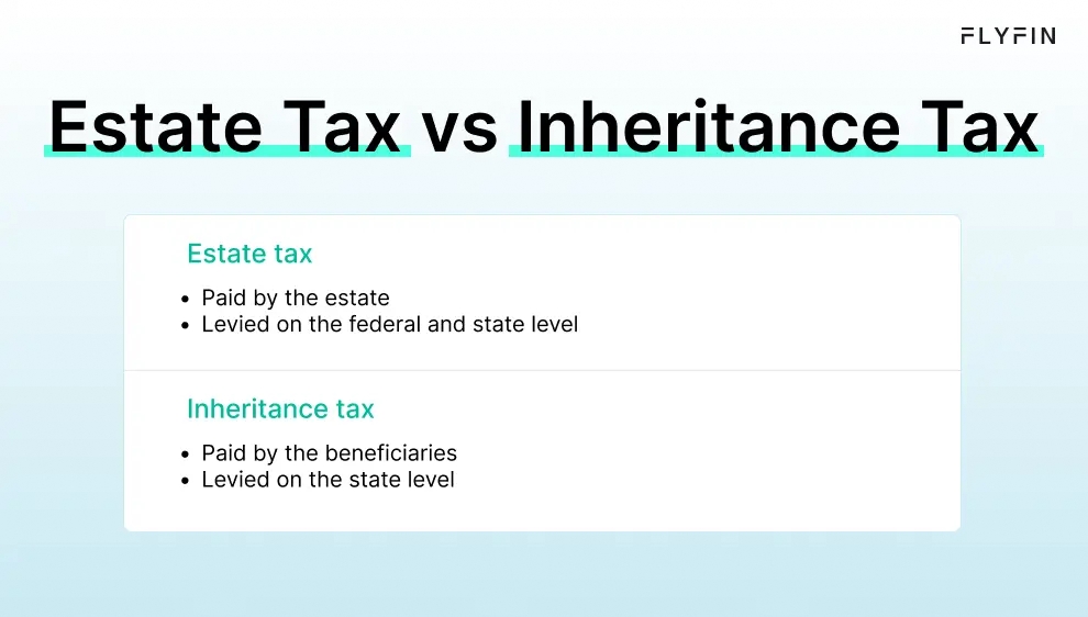 Infographic entitled Estate Tax vs Inheritance Tax showing the difference between the taxes.