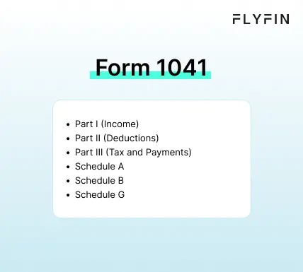 Infographic entitled Form 1041 describing the estate tax return.