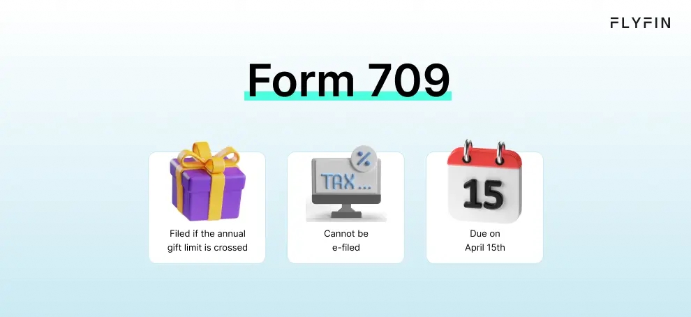 Infographic entitled Form 709 describing the tax form.