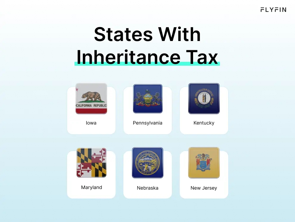 Infographic entitled States With Inheritance Tax showing places with the inheritance tax USA.