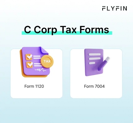 Infographic entitled C Corp Tax Forms listing the main forms for C Corporations.