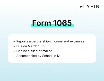 Infographic entitled Form 1065 describing the partnership tax form.