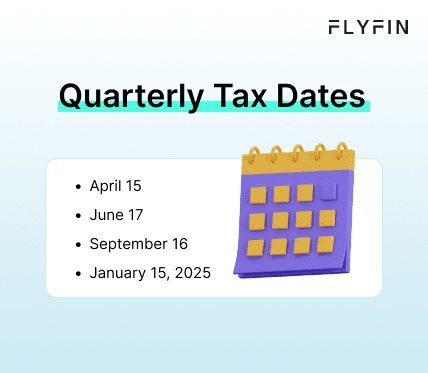 Infographic entitled Quarterly Tax Dates showing the estimated tax payments deadlines for S Corps.