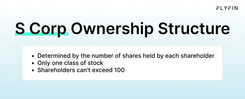 Infographic entitled S Corp Ownership Structure answering the question what is the ownership structure of an S Corp.