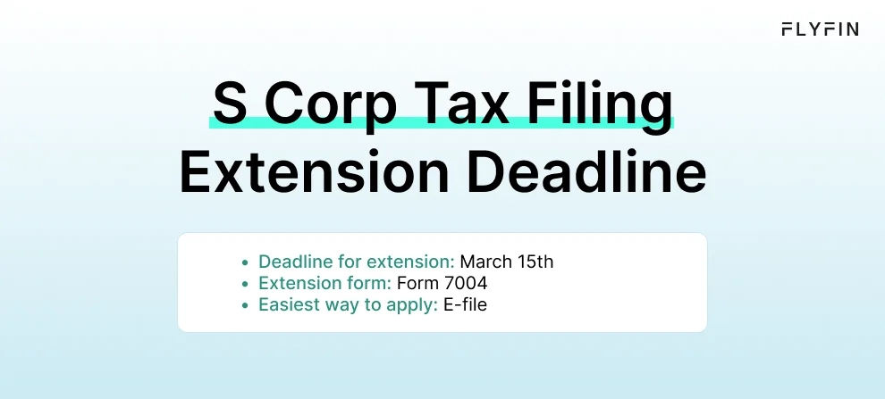 Infographic entitled S Corp Tax Filing Extension Deadline describing the S Corp tax filing deadline for 2024.