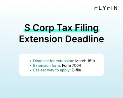 Infographic entitled S Corp Tax Filing Extension Deadline describing the S Corp tax filing deadline for 2024.