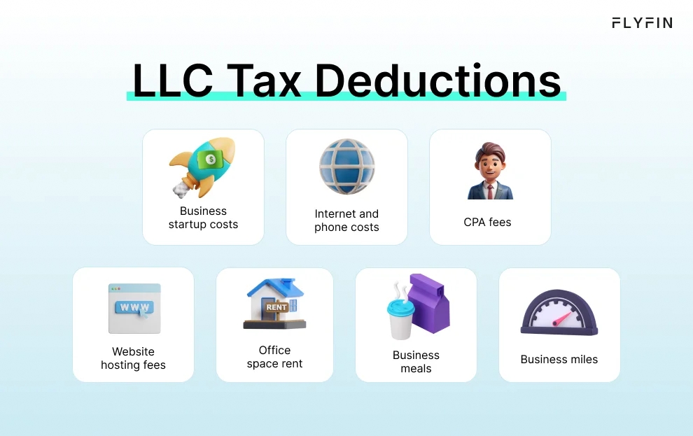 Infographic entitled LLC Tax Deductions for anyone comparing single member llc vs sole proprietorship.