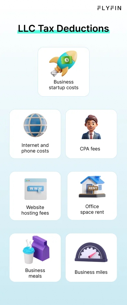 Infographic entitled LLC Tax Deductions for anyone comparing single member llc vs sole proprietorship.