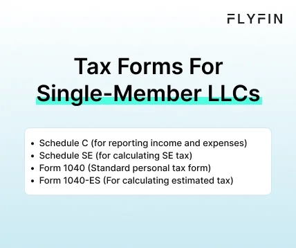 Infographic entitled Tax Forms For Single-Member LLCs listing important sole proprietor LLC tax forms.