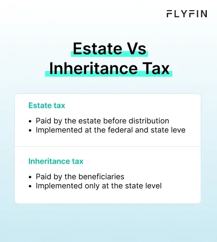 Infographic entitled estate vs inheritance tax showing the differences between the two federal taxes.