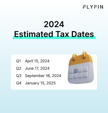 Infographic entitled 2024 Estimated Tax Dates showing the latest IRS estimated tax payment dates.