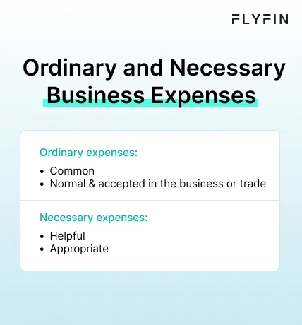 Infographic entitled Ordinary and Necessary Business Expenses describing costs that qualify as tax deductions for home office.