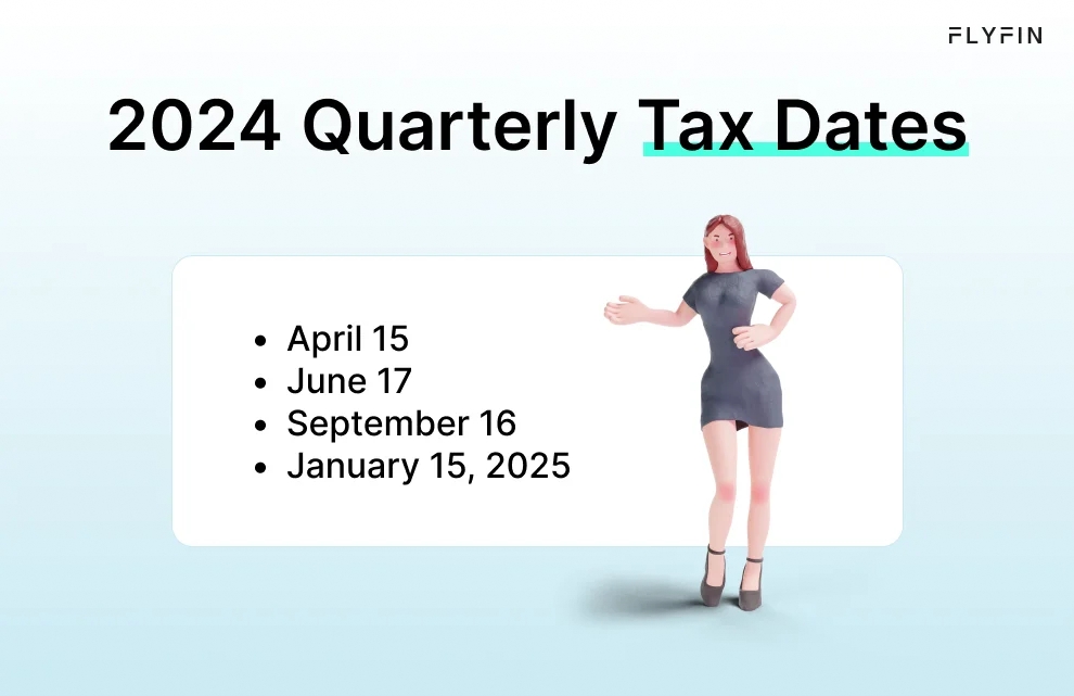 Infographic entitled 2024 Quarterly Tax Dates showing the estimated tax dates for paying OnlyFans tax