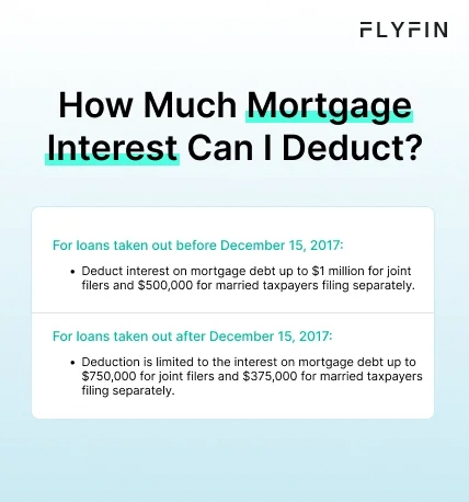  Infographic entitled How Much Mortgage Interest Can I Deduct showing the limits for claiming home mortgage interest deduction.