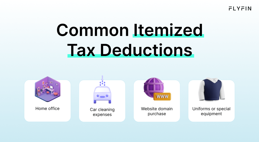 An infographic showing 4 common itemized tax deductions for self-employed individuals