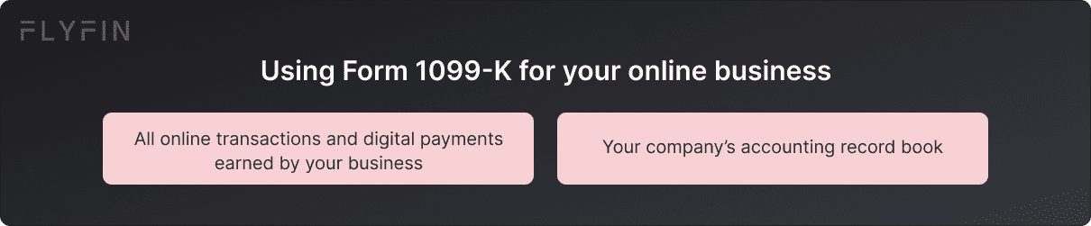 Image explaining the use of Form 1099-K for online businesses to keep track of digital payments and transactions in their accounting record book. #selfemployed #taxes #freelancer