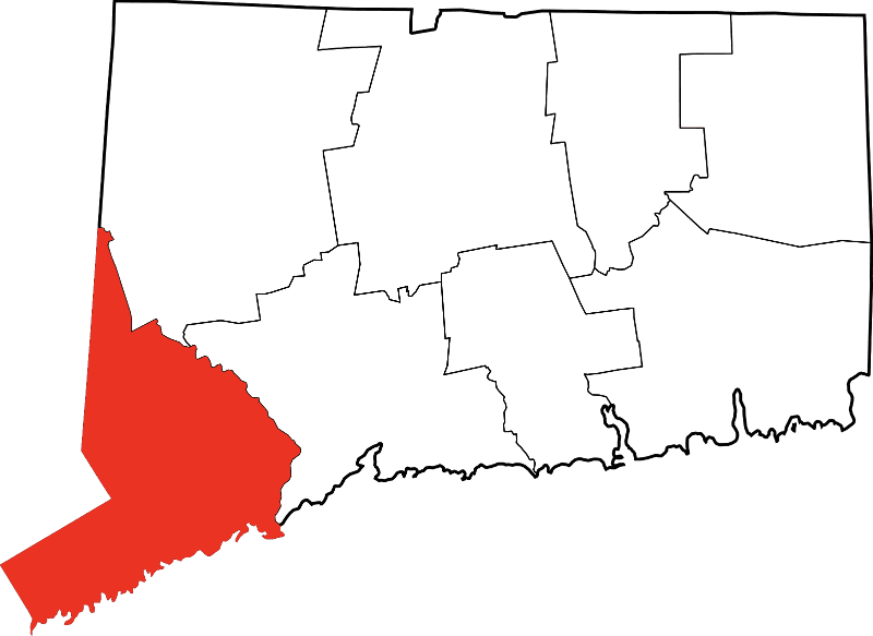 An image highlighting Fairfield County in Connecticut