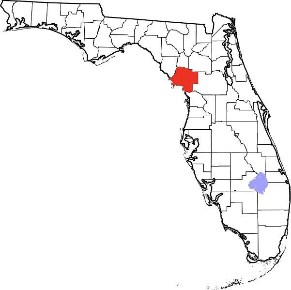 An image highlighting Levy County in Florida