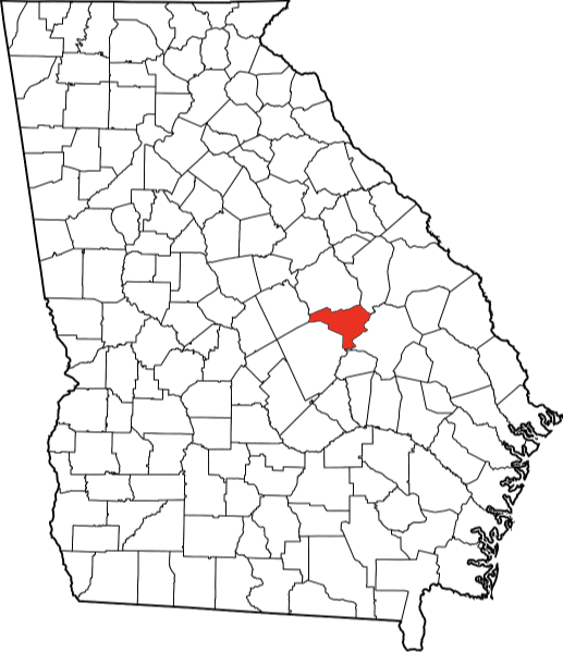 An image highlighting Johnson County in Georgia
