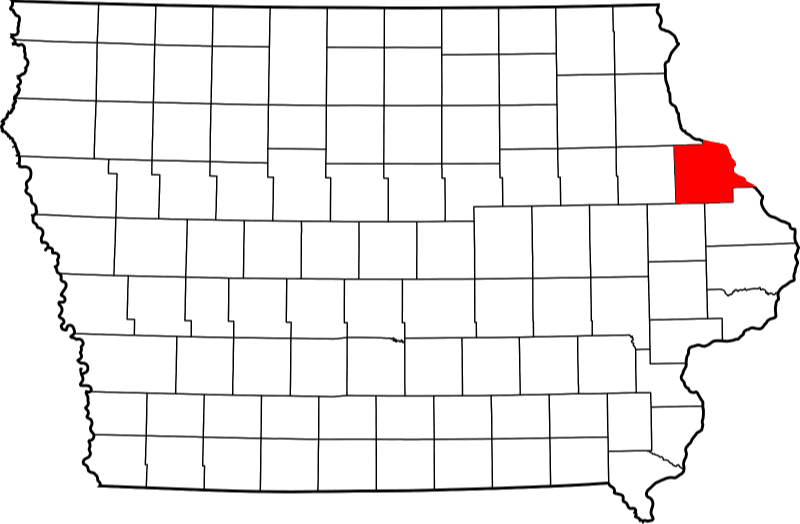 An image highlighting Dubuque County in Iowa