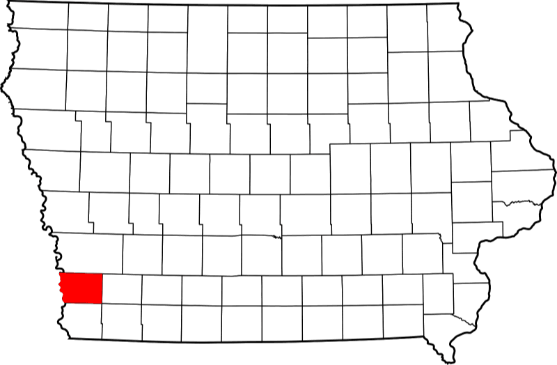 An illustration of Mills County in Iowa