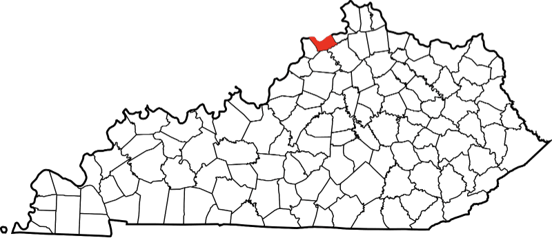 An image highlighting Carroll County in Kentucky