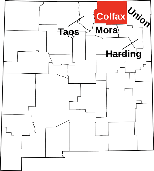 An image highlighting Curry County in New Mexico