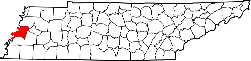 An image highlighting Lauderdale County in Tennessee