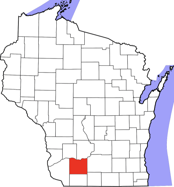 An illustration of Iowa County in Wisconsin