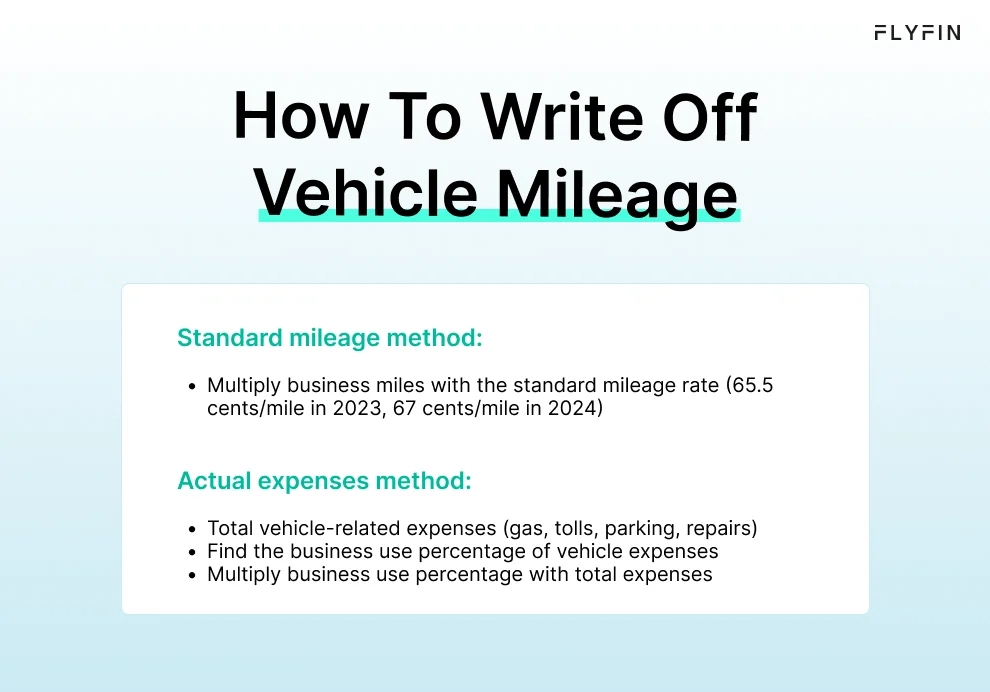 Infographic entitled How To Write Off Vehicle Mileage showing how DoorDash drivers can write off mileage.