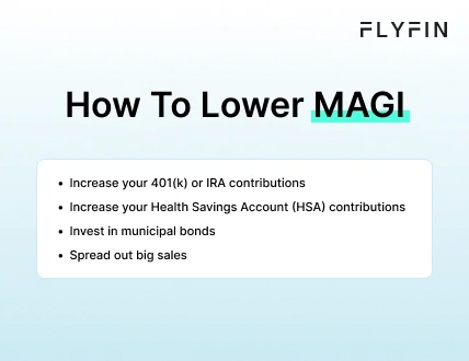  Infographic entitled How To Lower MAGI listing ways to reduce modified adjusted gross income. 