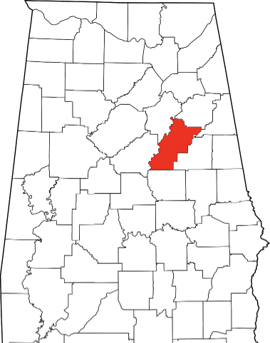 An image displaying Talladega County in Alabama