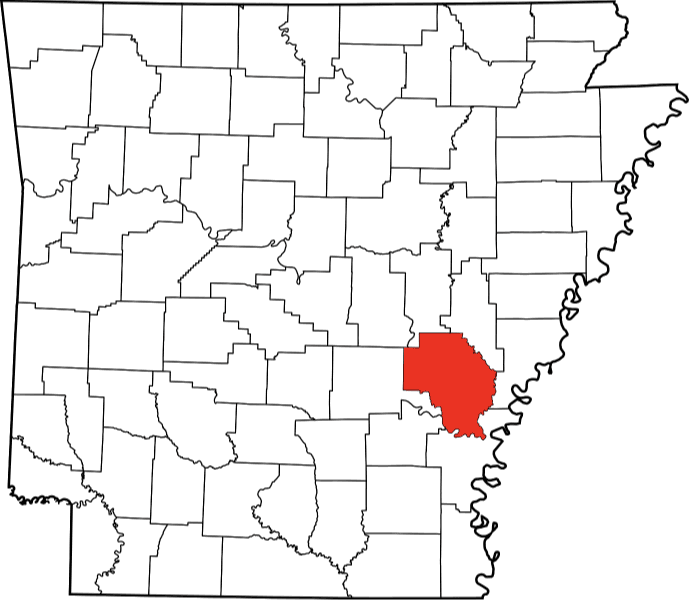 An image highlighting Arkansas County in Arkansas
