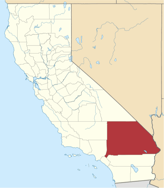 A photo highlighting San Bernardino County in California