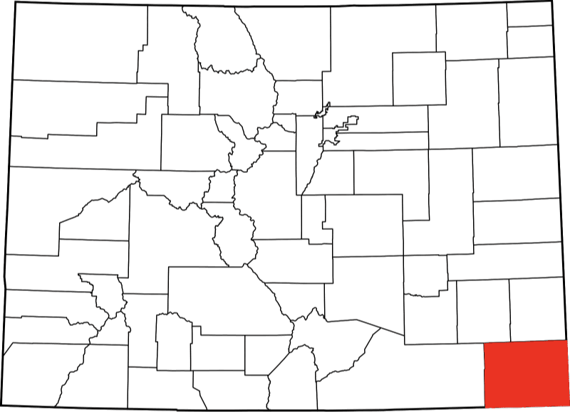 An image highlighting Baca County in Colorado