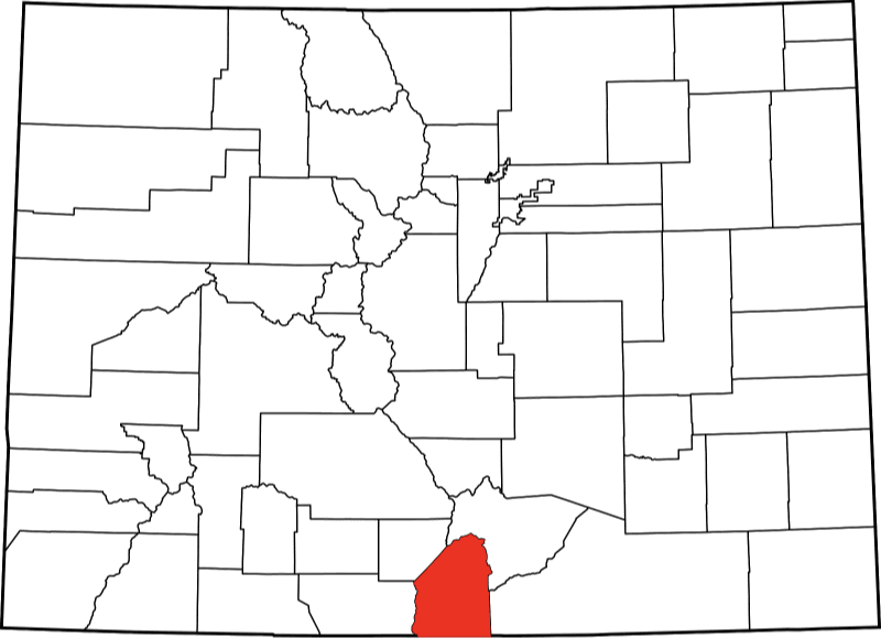 An image highlighting Costilla County in Colorado