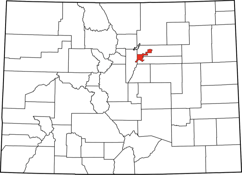 An image highlighting Denver County in Colorado
