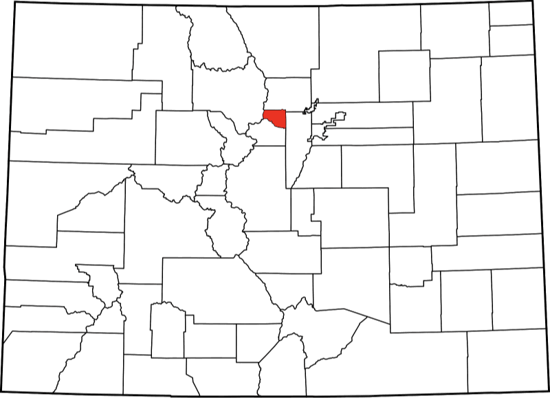 An image highlighting Gilpin County in Colorado