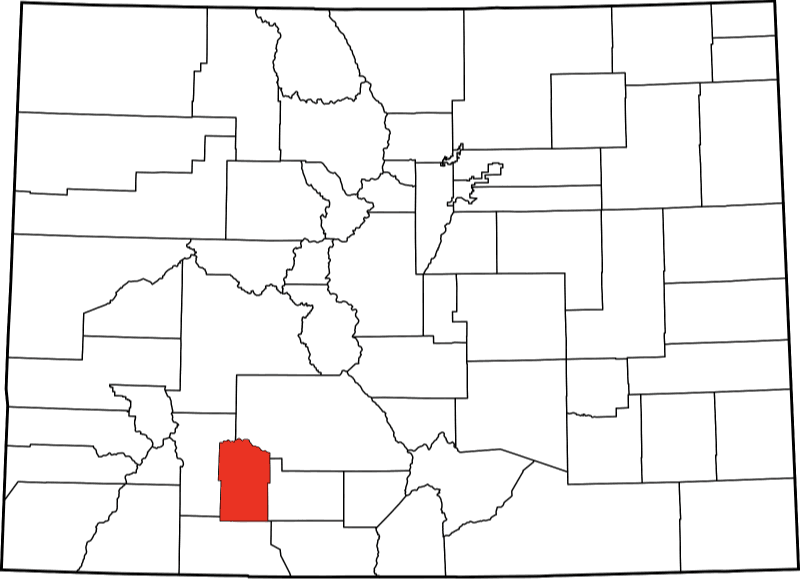 An image highlighting Mineral County in Colorado