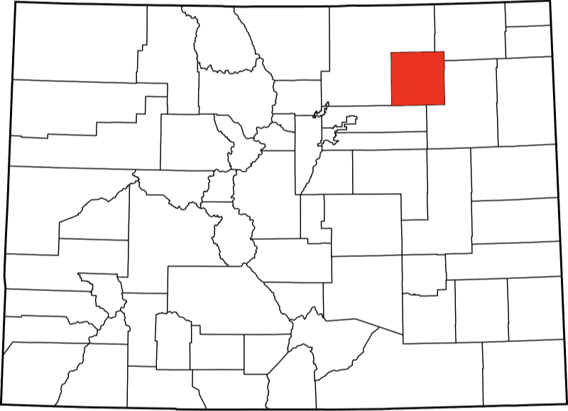 An image highlighting Morgan County in Colorado