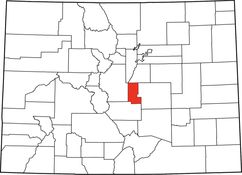 An image highlighting Teller County in Colorado