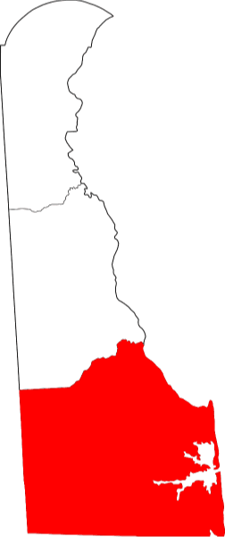 An image highlighting Sussex County in Delaware.