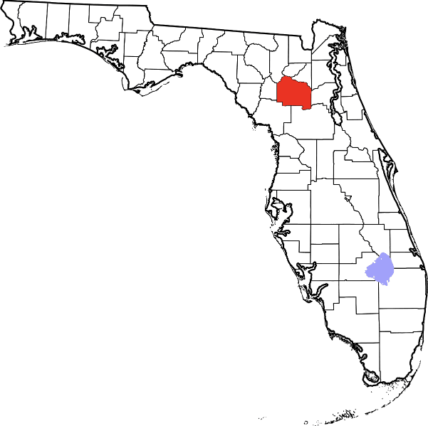 An image highlighting Alachua County in Florida