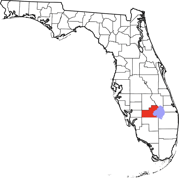 An image highlighting Glades County in Florida