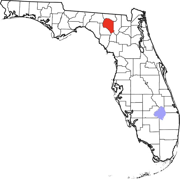 An image highlighting Suwannee County in Florida