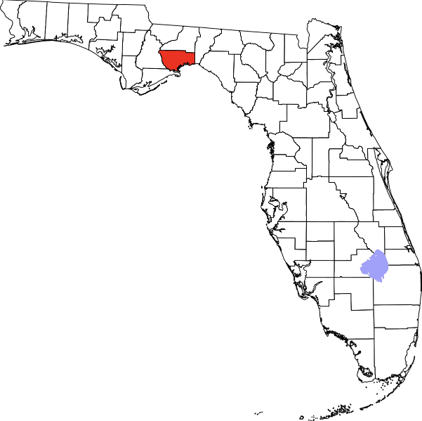 An image highlighting Wakulla County in Florida