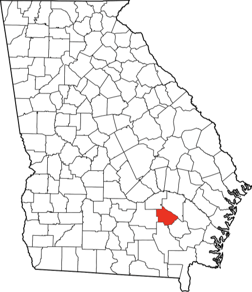 An image highlighting Bacon County in Georgia
