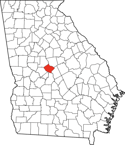 An image highlighting Bibb County in Georgia